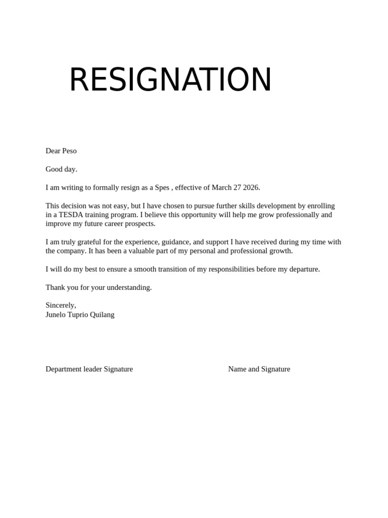 Resignation 22312 | PDF