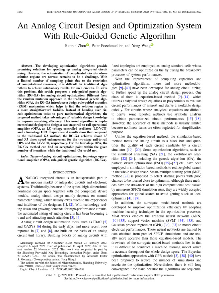 An Analog Circuit Design and Optimization System With Rule-G | PDF ...