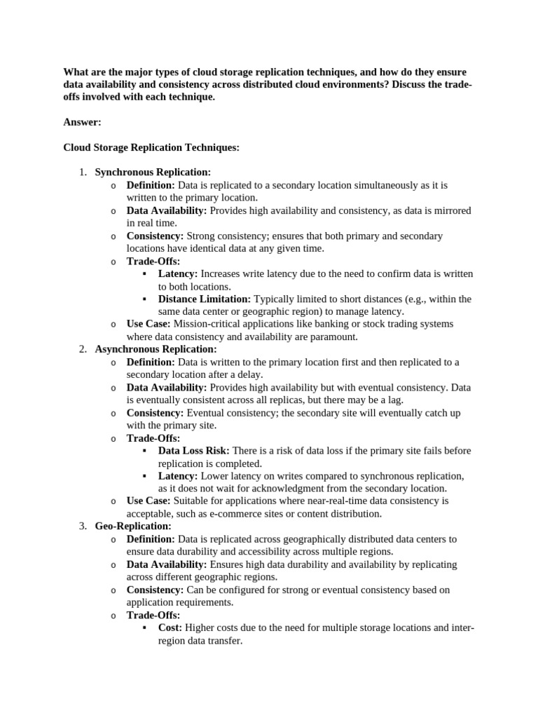 Cloud Storage Replication Techniques | PDF | Replication (Computing ...