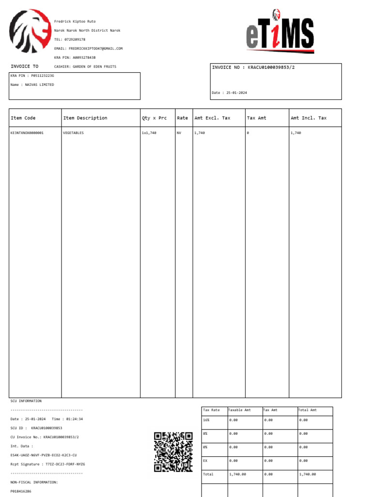 Etims Invoice p018416286 | PDF | Taxes | Economies