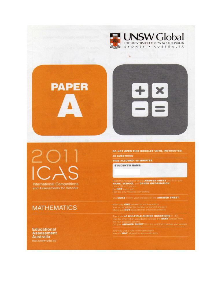 667291601-ICAS-Paper-A-Maths-2011 | PDF