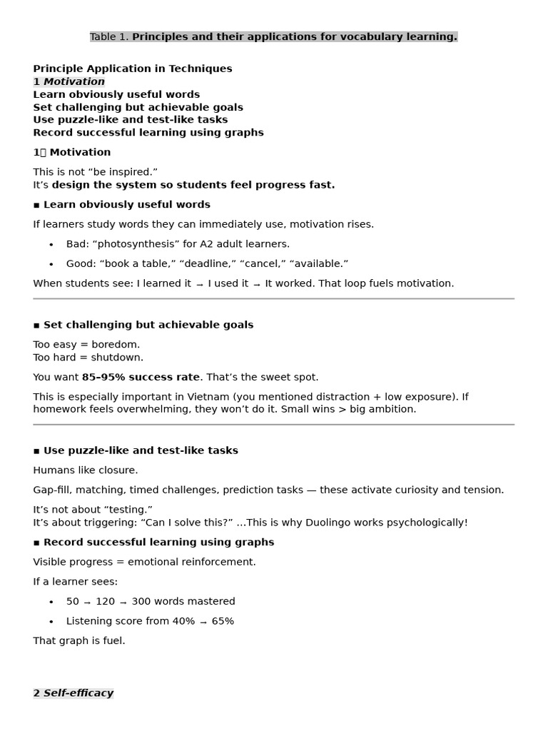 8 Principles | PDF | Vocabulary | Learning