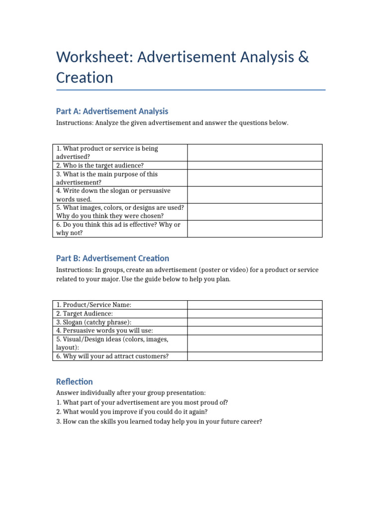 Worksheet Advertisement XI SMK | PDF