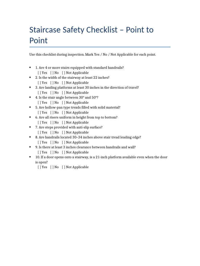 Staircase Safety Checklist | PDF
