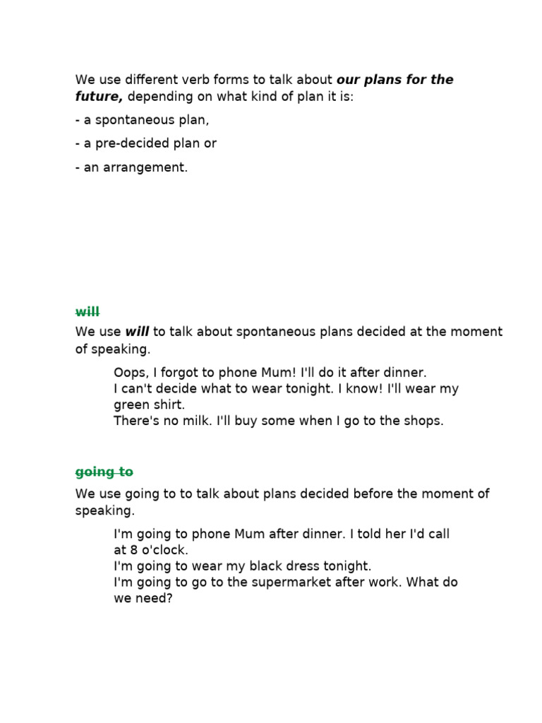Future plans and arrangements | PDF