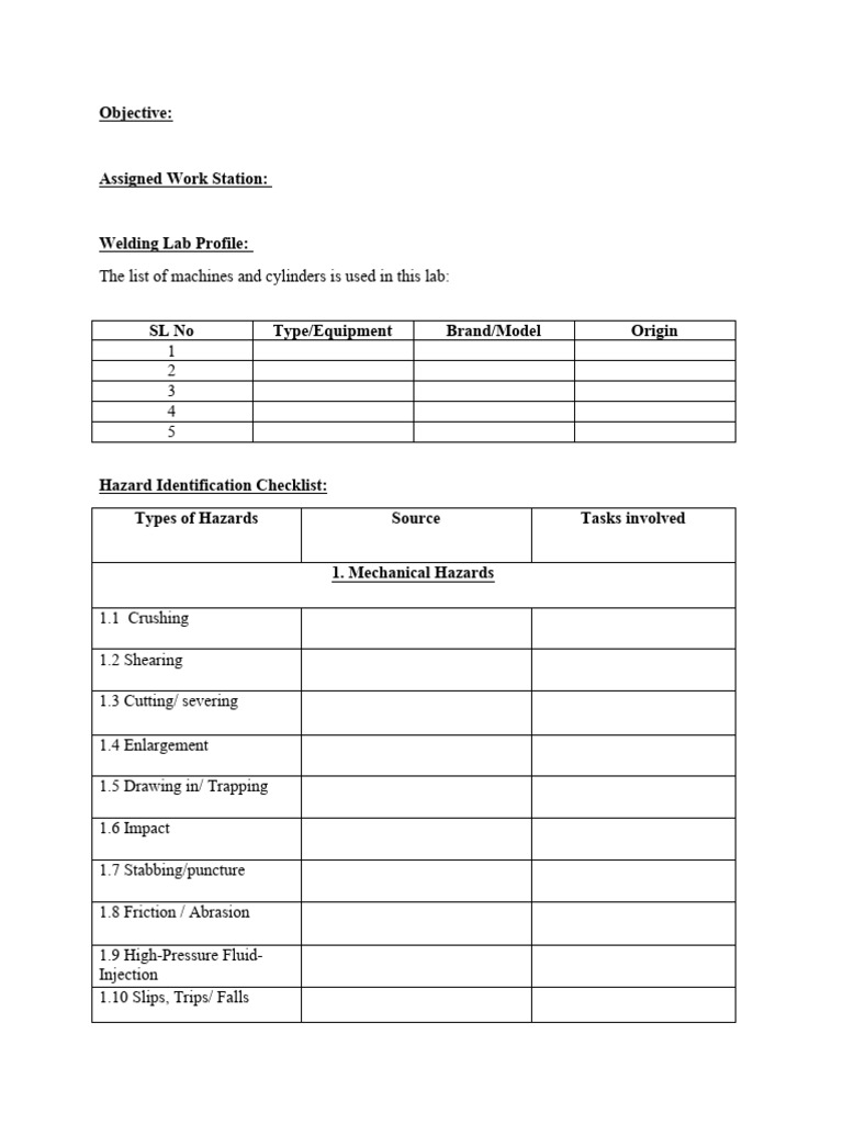 Hazard Evaluation Checksheet Template | PDF | Hazards | Radiation
