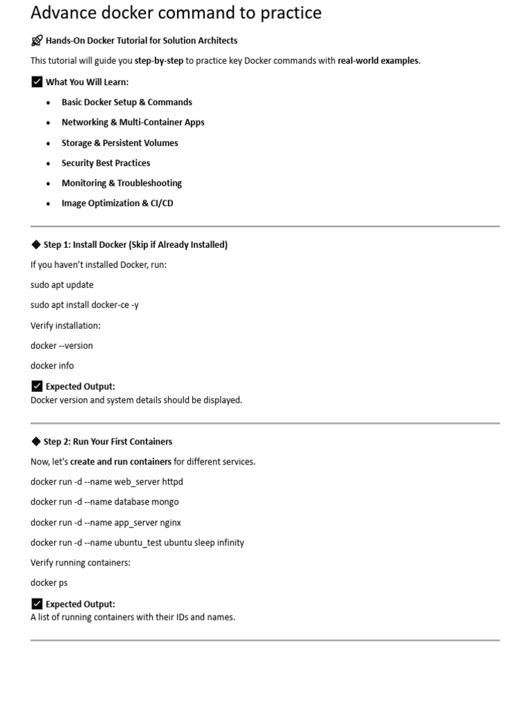 Advance Docker Command to Practice | PDF | Backup | Networking
