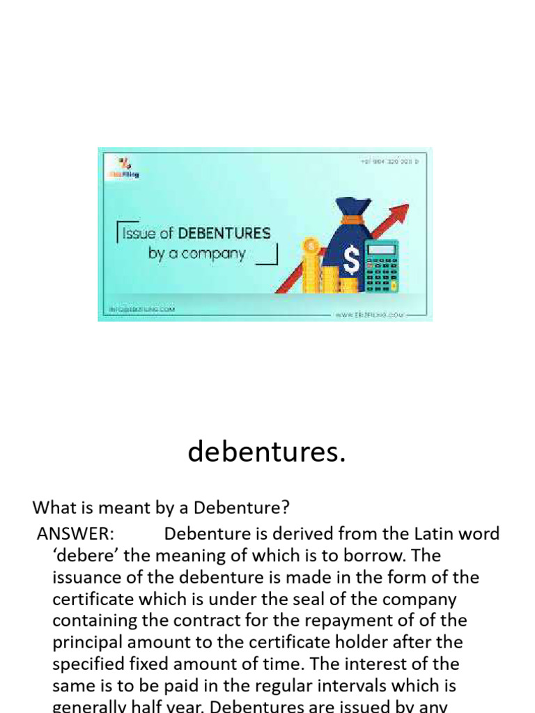 Issue of Debenture | PDF | Debenture | Debits And Credits