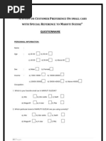 Download Maruti Questionnaire by Muhammed Jiyas SN102260488 doc pdf