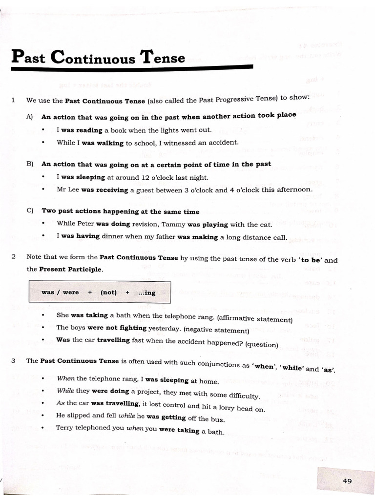 Past Continuous Tense Ex | PDF