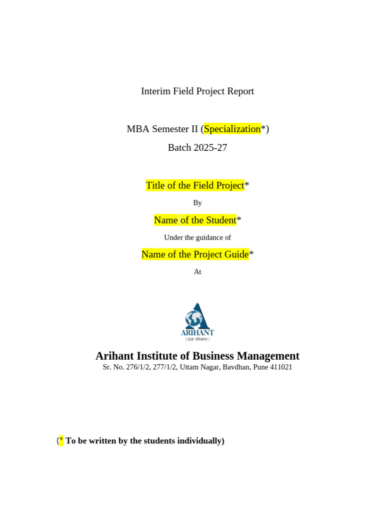 FP-Interim Report Format - Copy | PDF