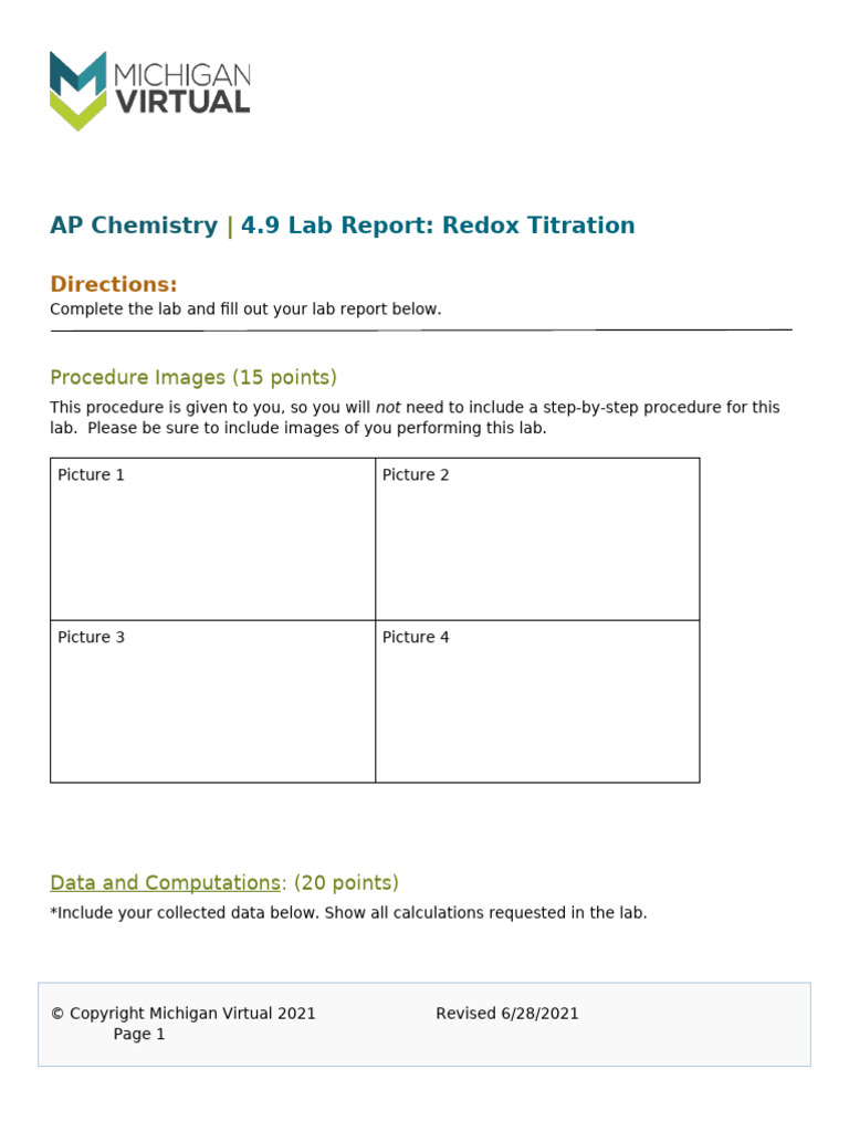 4.9 Lab Redox Titration | PDF