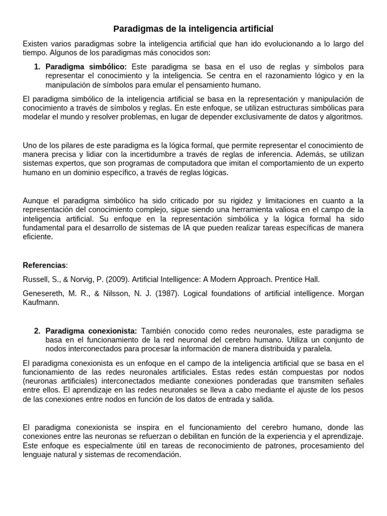 Paradigmas de La Inteligencia Artificial | PDF