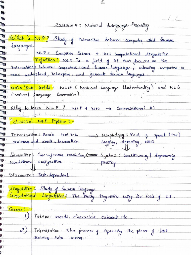 nlp notes natural language processing 6th sem | PDF