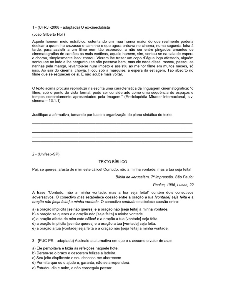 3ª Série Revisão para o teste - 1º bimestre 2026 | PDF