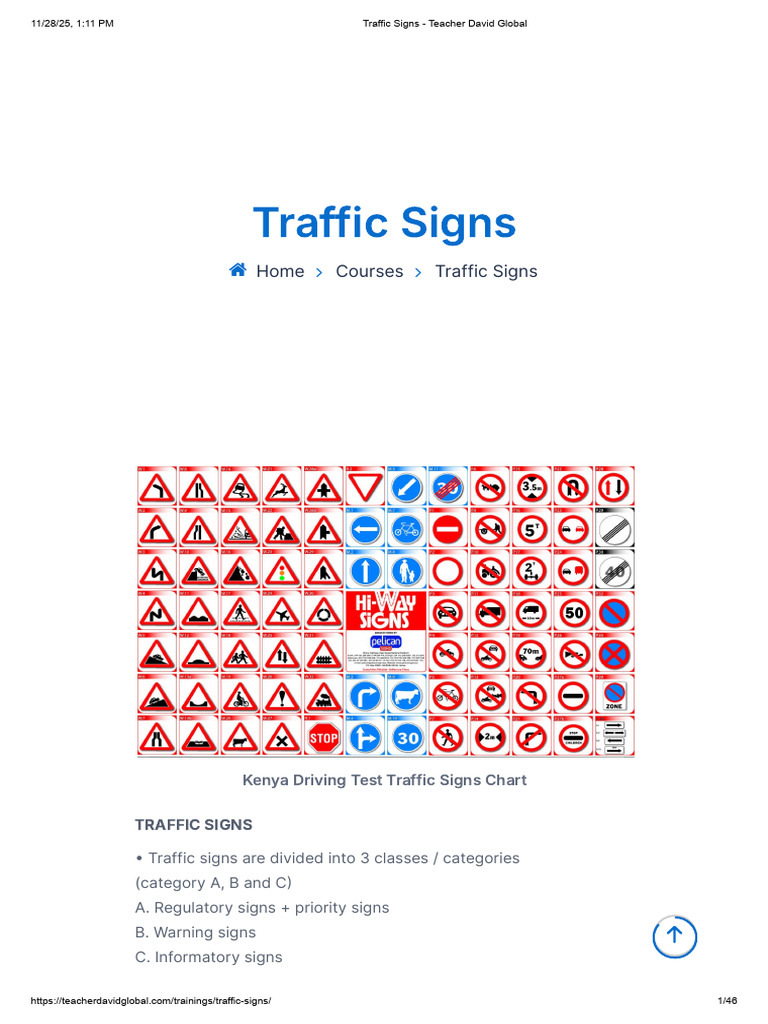 Traffic Signs - Teacher David Global | PDF