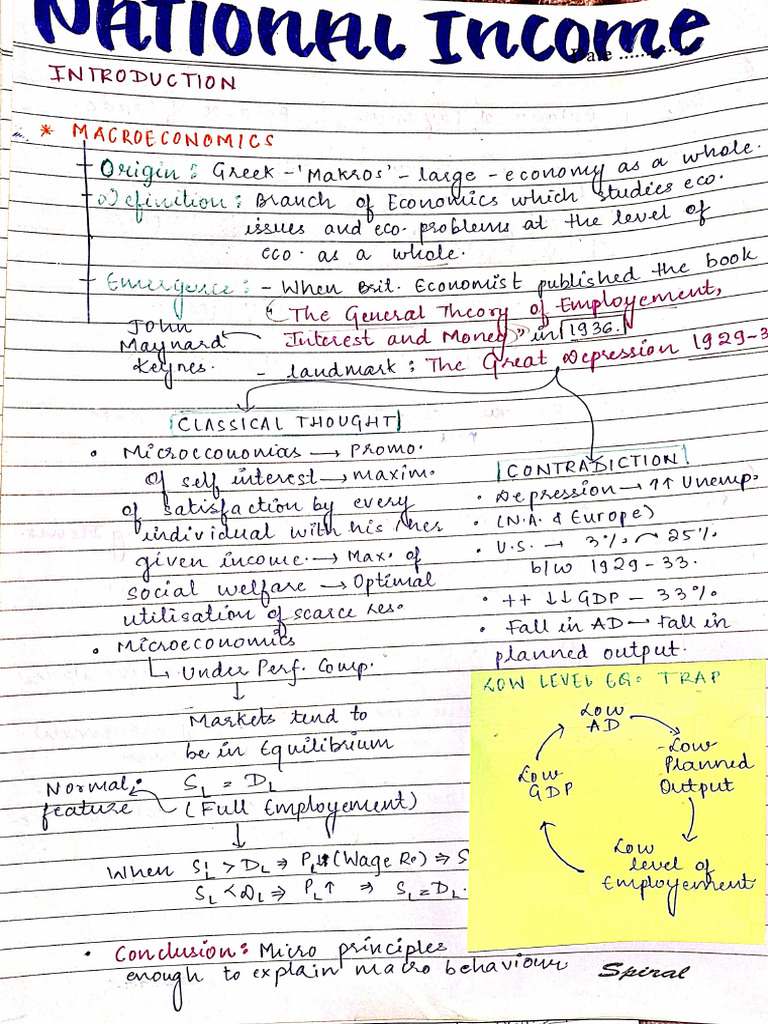 national income class 12 handwritten notes | PDF