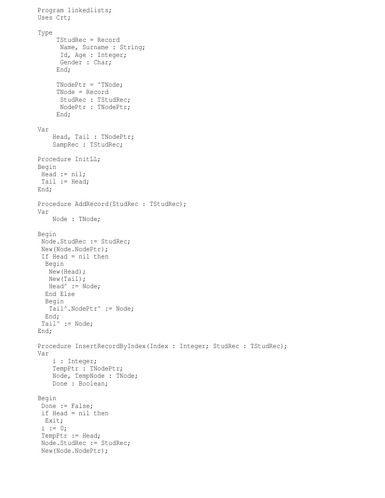 Contoh Source Code Pascal Implementasi Linked List | PDF | Boolean Data ...
