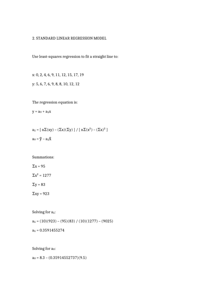 Standard Linear Regression Model | PDF