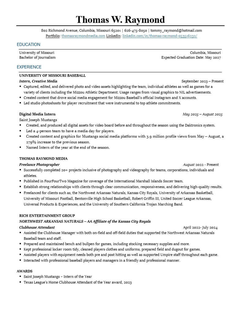 Thomas Raymond Resume | PDF