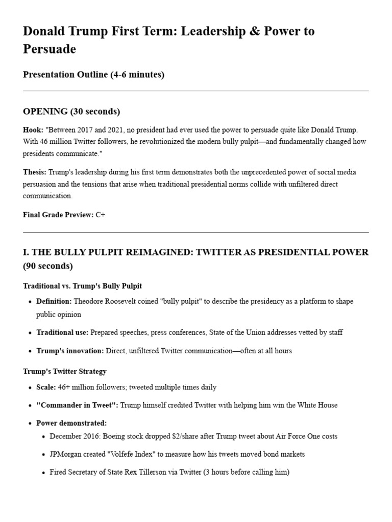 Trump First Term_ Leadership & Power to Persuade - Presentation Outline ...