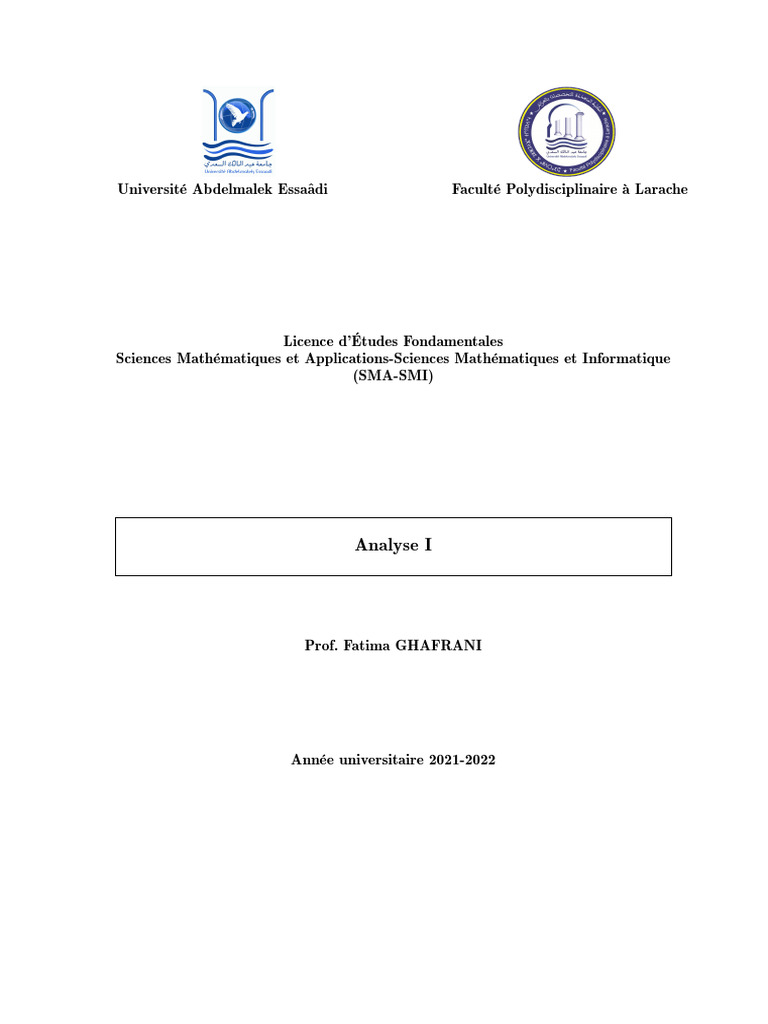 Cours Analyse 1 SMIA | PDF