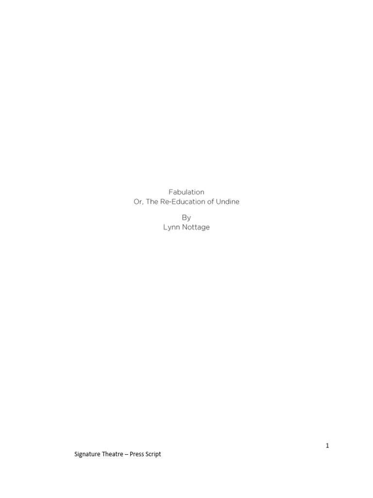 Fabulation by Lynn Nottage | PDF