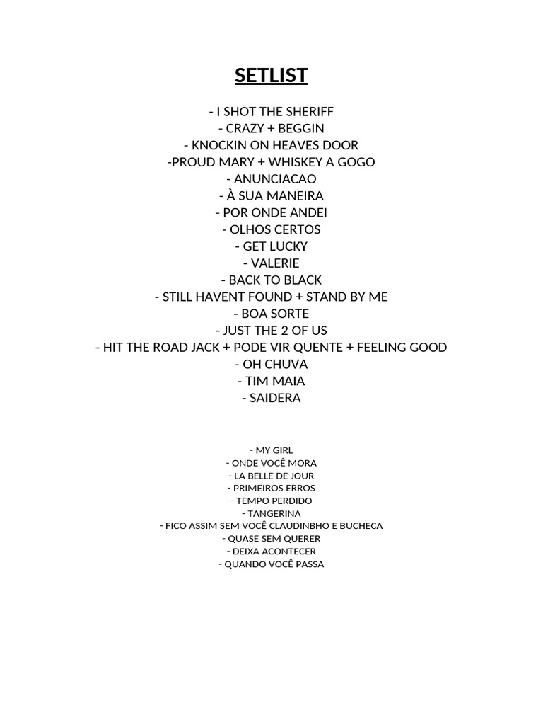 Setlist | PDF