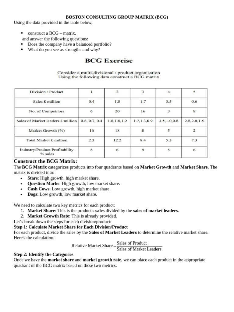 BCG- Exercise | PDF