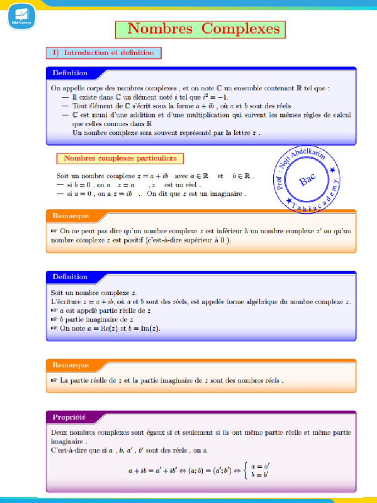 68ad82ca8ab92_Cours Complexe Bac Info | PDF