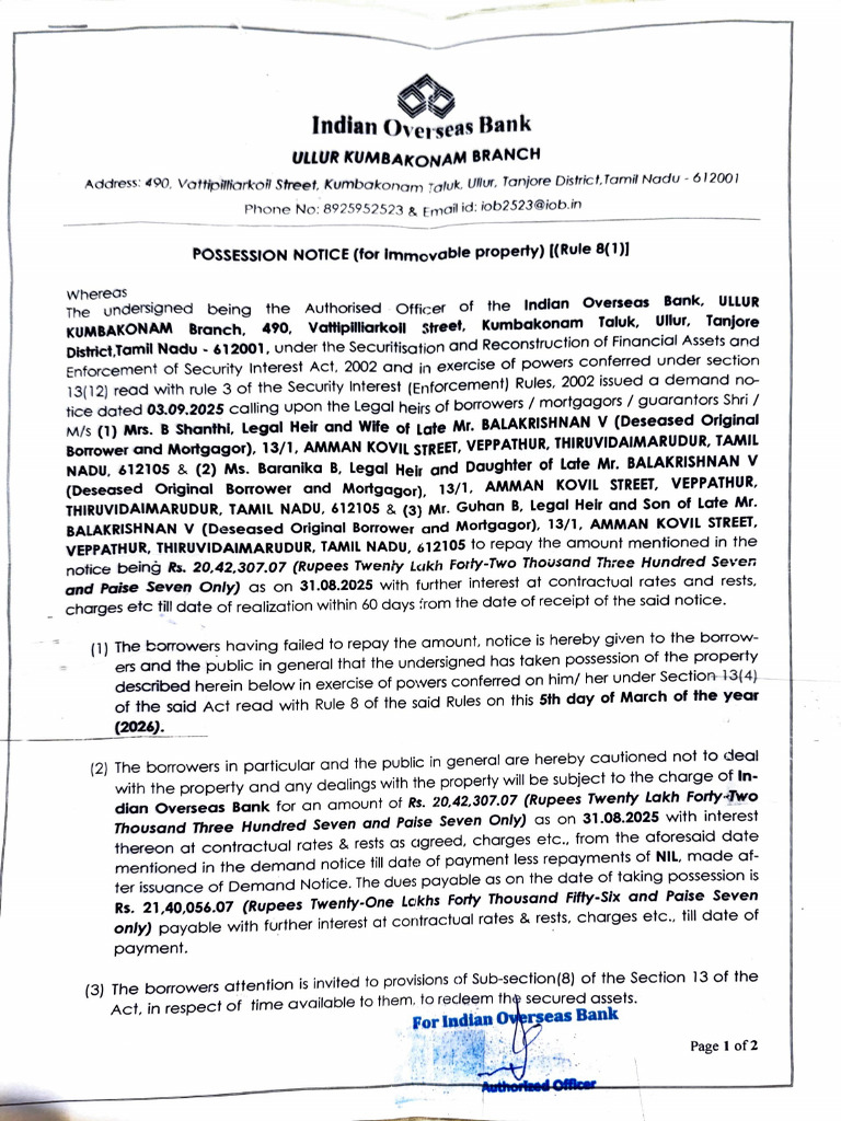 Possession Notice | PDF