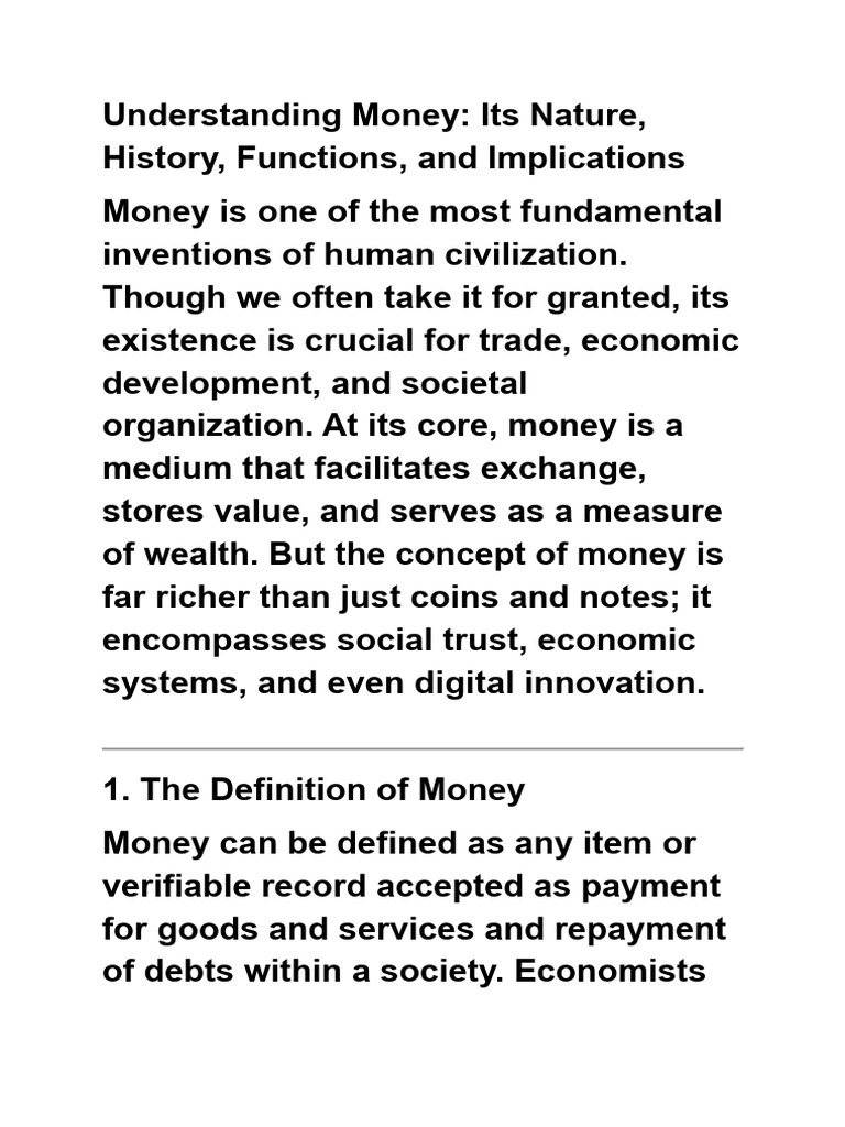 Understanding Money | PDF