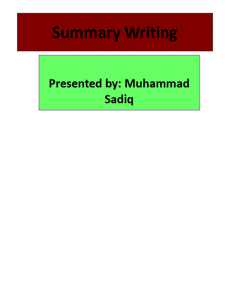 Summary Writing Presentation | PDF