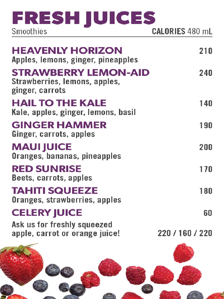Booster Juice Menu | PDF