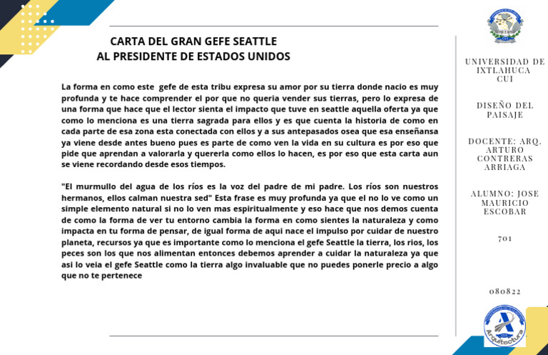 Analisis de La Carta Del Gefe Seattle | PDF