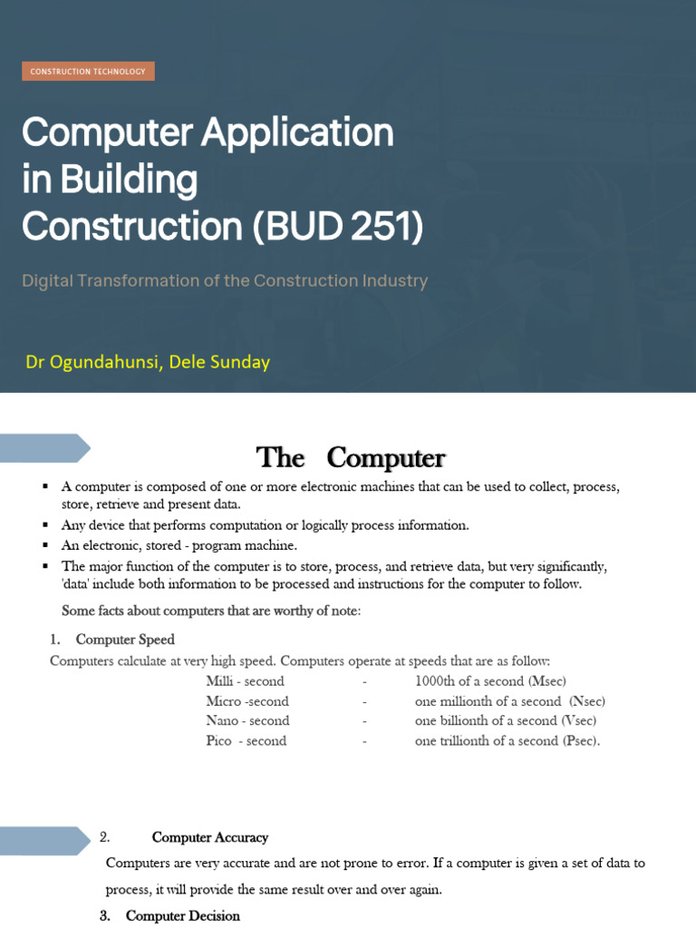 Computer Application in Building Construction | PDF
