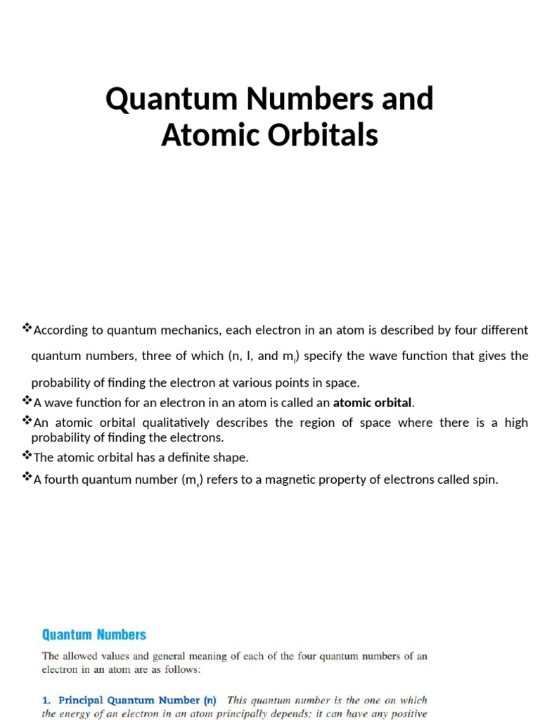 quantum numbers and orbitals | PDF