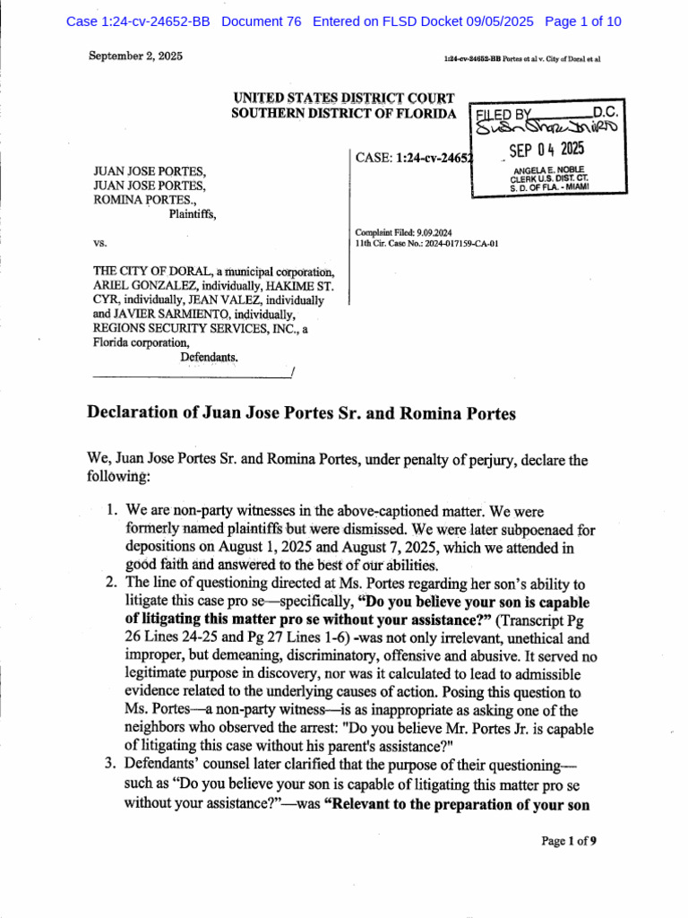 Federal Court Declaration Regarding Improper Deposition Questioning and ...
