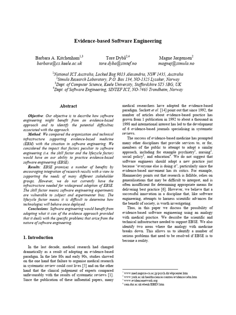 Evidence-based Software Engineering | PDF
