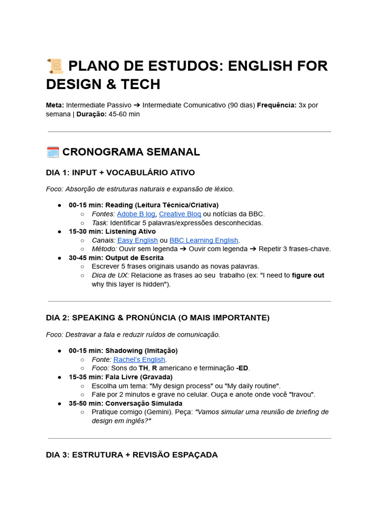Plano de Estudos | PDF