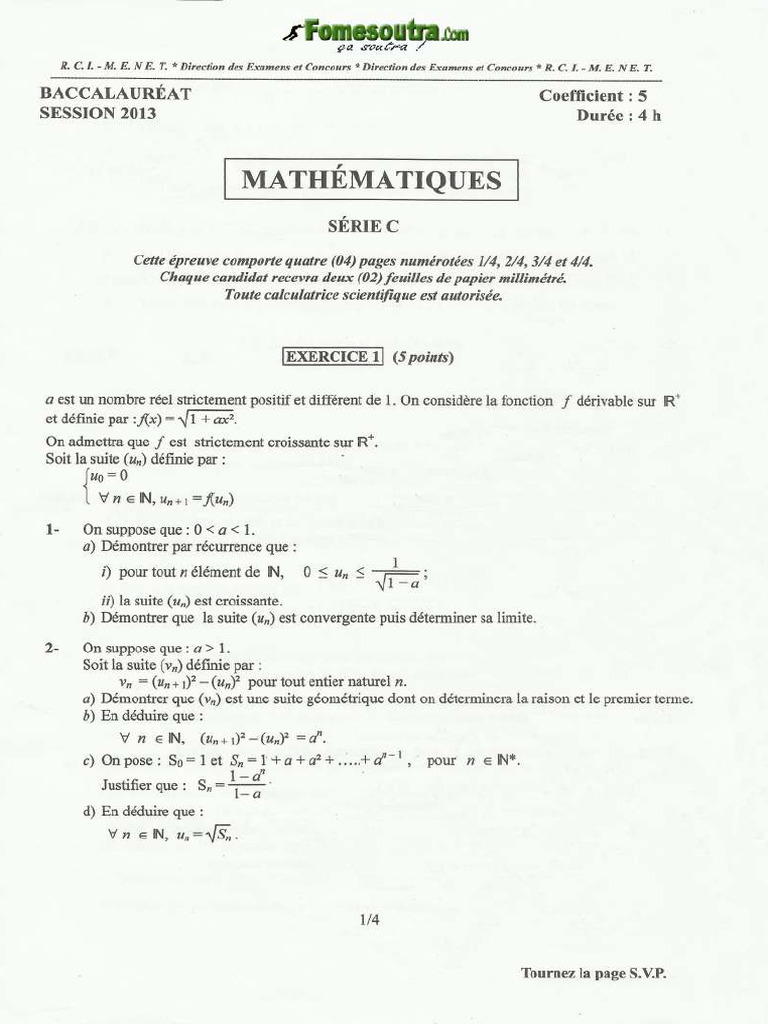 61277614d75ccsujet de Maths Bac C 2013 | PDF