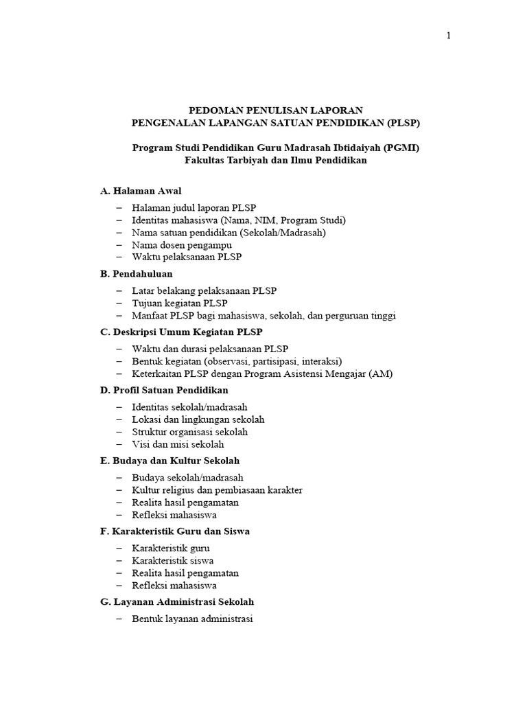 LAPORAN KEGIATAN PLSP 2026 | PDF