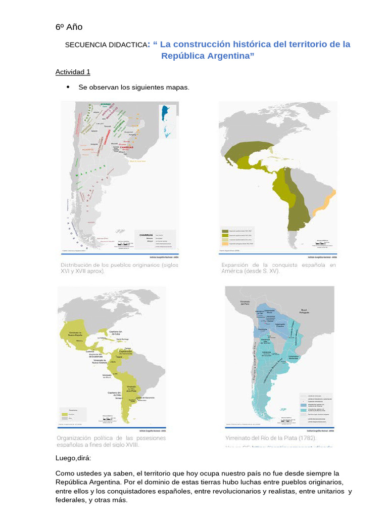 SD La Construccion Historica Del Territorio de La R. Argentina 6º | PDF