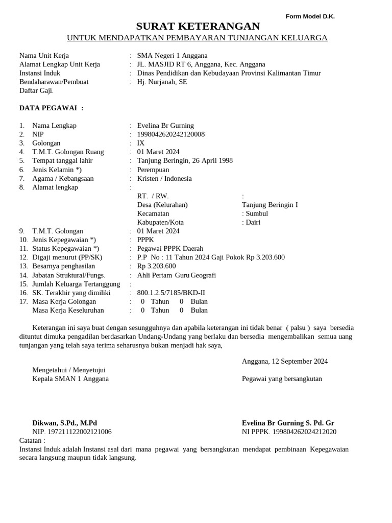 Form Model D.k_evelina Br Gurning | PDF