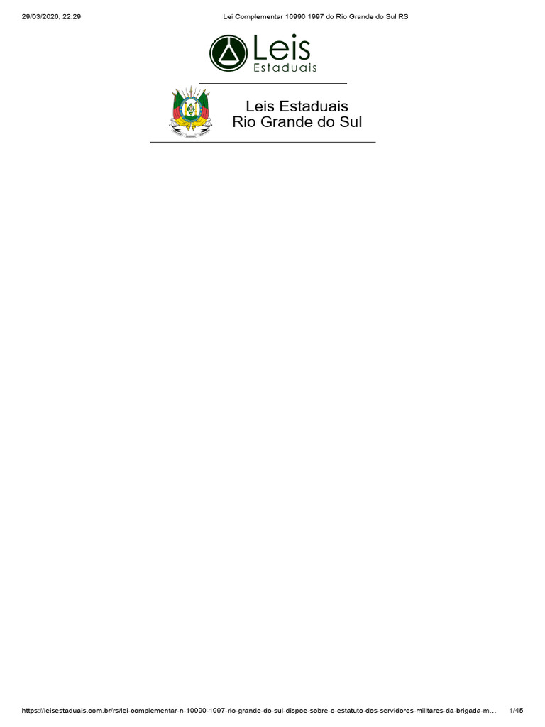 Lei Complementar 10990 1997 Do Rio Grande Do Sul RS | PDF | Oficial ...