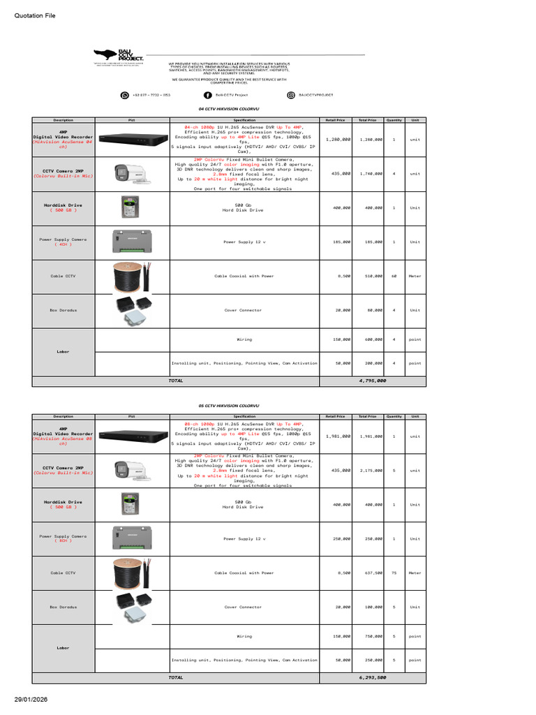 Quotation File - Cctv Hikvision Colorvu | PDF | Digital Video Recorder ...