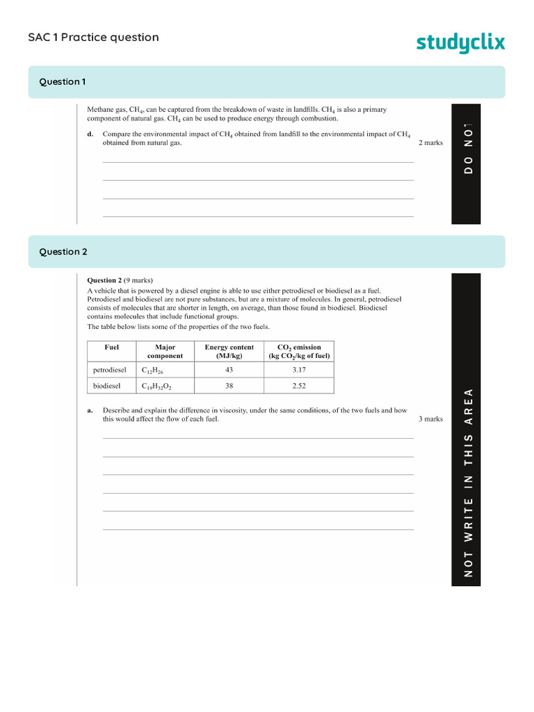 SAC 1 Practice question Questions | PDF