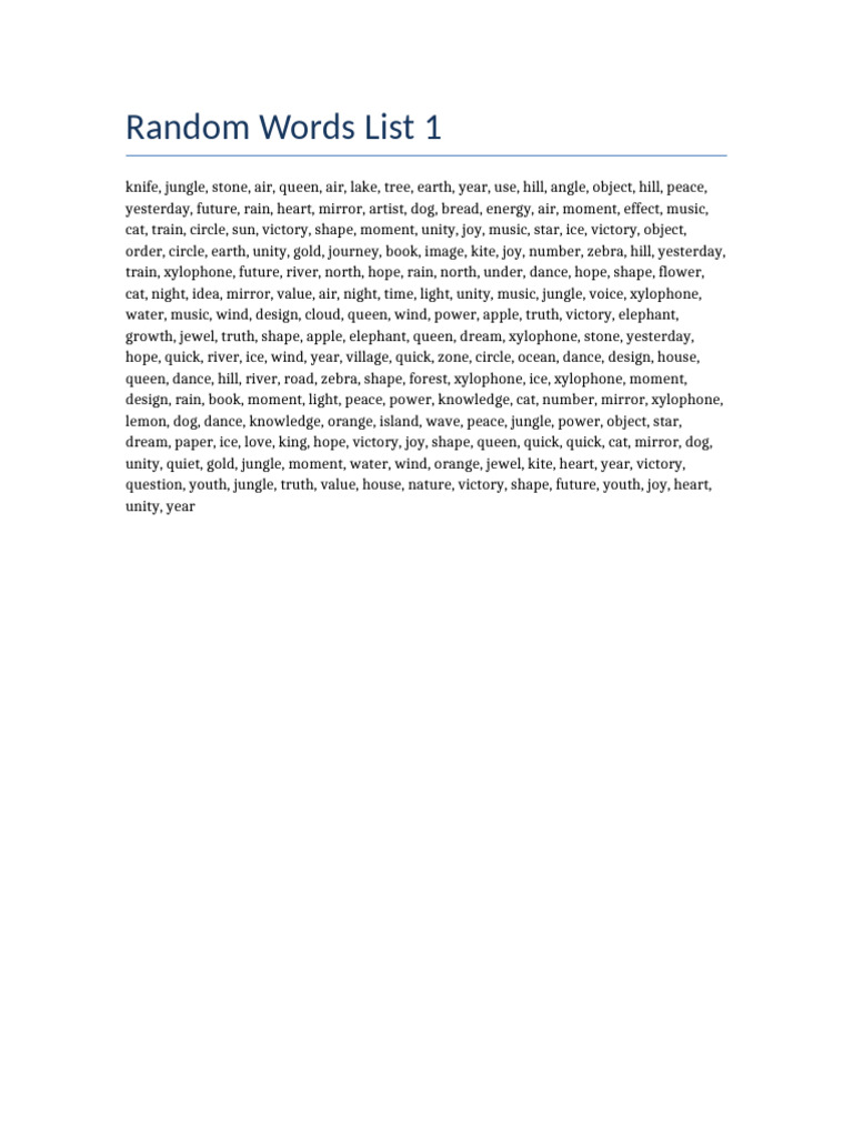 Random Words 1 | PDF