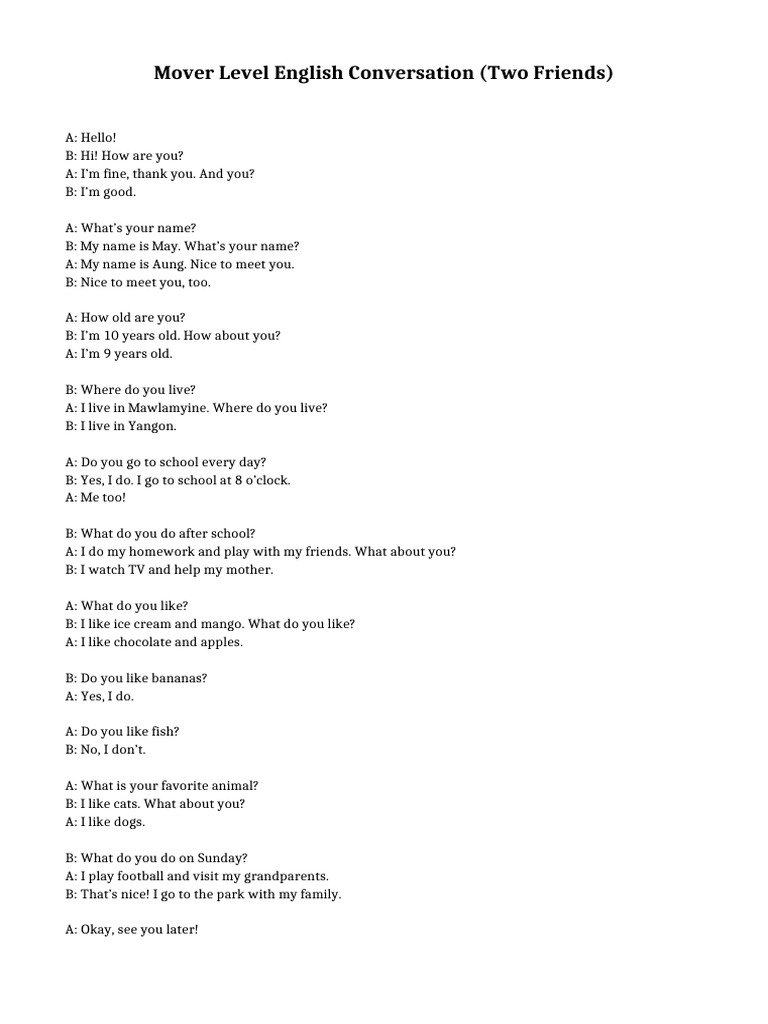 Mover Conversation A4 | PDF