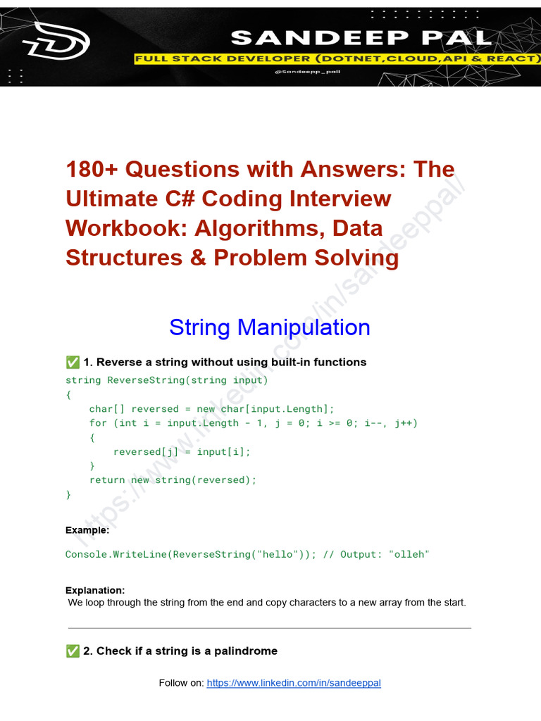 180 Q and a the Ultimate C Coding DS Algorithms PS 1761698844 | PDF